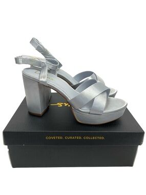 Lulu’s | Selah Satin Ankle Strap Platform Heels Light Blue Size 7.5 NWT